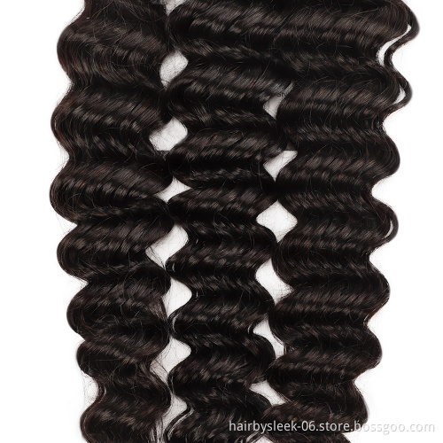 "Ready Stock" wholesale 10A grade DEEP WAVE natural black  for virgin raw cuticle aligned blonde human hair extension